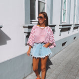 SEREN WHITE/RED STRIPED T-SHIRT