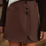 VIXIE BROWN BUTTON SKORT