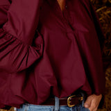 PRUDENCE BURGUNDY BUTTON BLOUSE