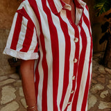 ILUSION RED/WHITE STRIPED PLAYSUIT
