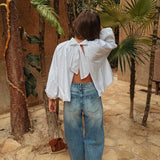 PARADISE WHITE OPEN BACK BLOUSE