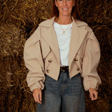 ELEANOR BEIGE CROPPED TRENCHCOAT