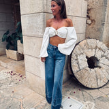 GISELE WHITE CROPPED BLOUSE