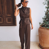 MORENA BROWN TWO-PIECE SET