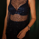 MIDNIGHT COUNTDOWN DARK BLUE SEQUIN TOP