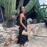 NERJA KHAKI LAYER ONE SHOULDER DRESS