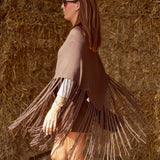 ROSWELL BROWN FRINGE PONCHO