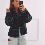 ODETTE DARK BLUE/GREEN CHECKERED TEDDY JACKET