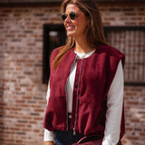VIVIAN BORDEAUX SUEDE SLEEVELESS JACKET