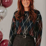 MELLOW DARK BLUE ARGYLE SWEATER