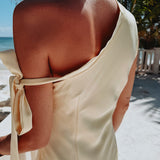 BRUMA DE LUNA LIGHT YELLOW ONE SHOULDER DRESS