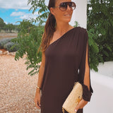 MARISOL BROWN ONE SHOULDER JUMPSUIT