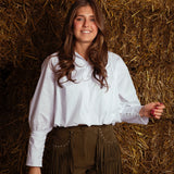 EDNA KHAKI SUEDE FRINGE SHORT