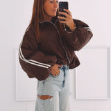 NOELIE BROWN PUFFER ZIP JACKET