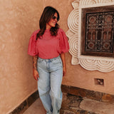 AGADIR RED CHECKERED BLOUSE