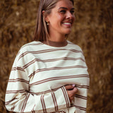 SELAH ECRU STRIPED LONGSLEEVE SHIRT