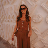 NISRINE CAMEL BUTTON TOP
