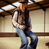 MARIGOLD BROWN SLEEVELESS JACKET