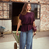 CERELIA BURGUNDY RIBBED BLOUSE