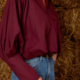 PRUDENCE BURGUNDY BUTTON BLOUSE