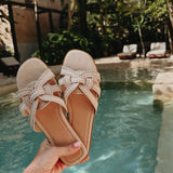 BEIGE STUDS SLIPPERS
