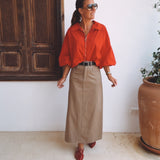 SES SALINES TAUPE SKIRT WITH BELT