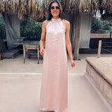 PRE-ORDER MOON OVER MARRAKESH OLD PINK HALTER DRESS - PS THE LABEL