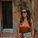 MELOSA TERRACOTTA SATIN PEARL DRESS PRE-ORDER