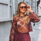 LINARA BORDEAUX LACE BLOUSE