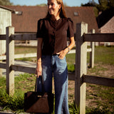 SANTIAGO BROWN BUTTON BLOUSE