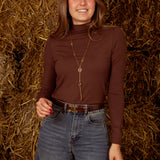 LILIBETH BROWN LONGSLEEVE TURTLENECK SHIRT