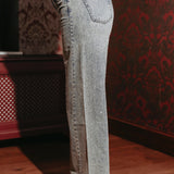 LIGHT BLUE RHINESTONE WIDE LEG JEANS A3022