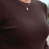 PENELOPE BROWN RIBBED LONGSLEEVE SHIRT