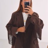 JOLENE BROWN FRINGE BLAZER