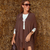 ROSWELL BROWN FRINGE PONCHO