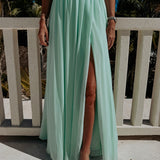 NABILA ALLURE AQUA BLUE ONE SHOULDER DRESS