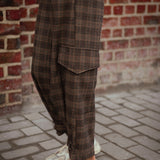 CAMBRIDGE BROWN CHECKERED CARGO PANTS