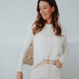 LYSANDRA ECRU SLEEVELESS MOHAIR SWEATER