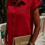CALIENTE RED DENIM DRESS