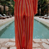 NOCHE ORANGE/PINK CROCHET PANTS