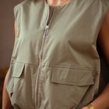 WILLOW KHAKI SLEEVELESS JACKET