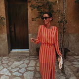 NOCHE ORANGE/PINK CROCHET DRESS