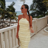 TOLUCA LIGHT YELLOW RUFFLE DRESS