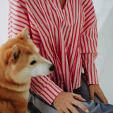 XOXO PINK/RED STRIPED BLOUSE