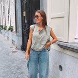 WYNONNA KHAKI SLEEVELESS JACKET