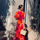 ELMIRA MAGENTA/ORANGE KNOT DRESS