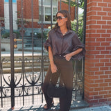 MABELINE BROWN STRIPED BLOUSE