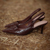 MARN BROWN SLIDE BACK HEELS
