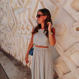 LAYALI BEIGE STRIPED TWO-PIECE SET