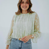 ARIANA MINT LACE BLOUSE
